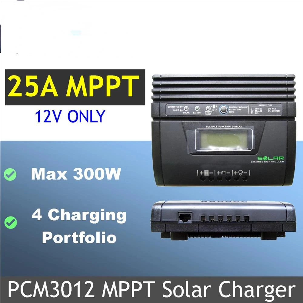 25A 12v 300w LCD MPPT Solar charge controller solar regulator