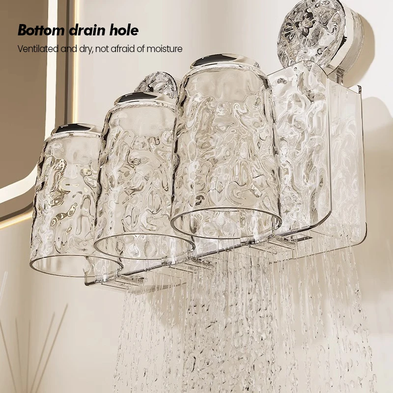 Bathroom Toothbrush Storage Set Wall Mounted Non Perforated Strong Suction Cup Glacier Patterned Toothbrush Holder