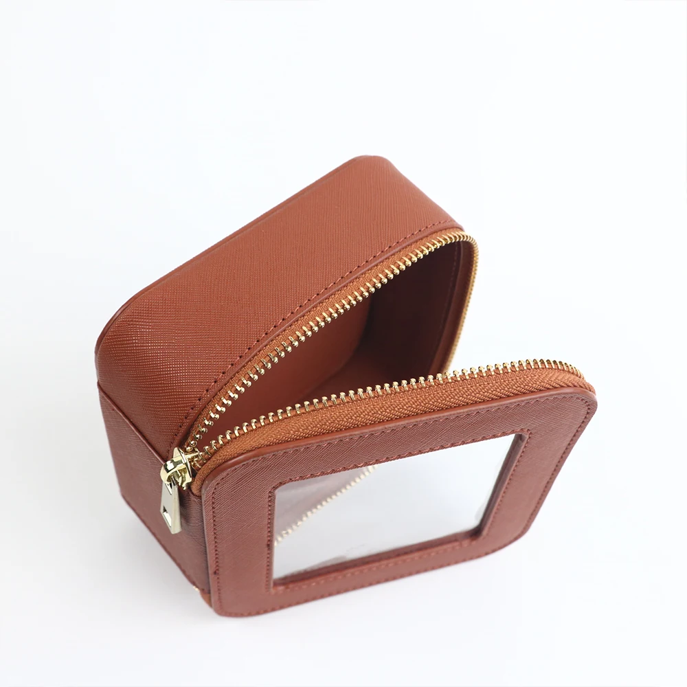 Customized Name New PU Leather PVC Cosmetic Square Toiletry Bag, Transparent and Visible, Portable Storage