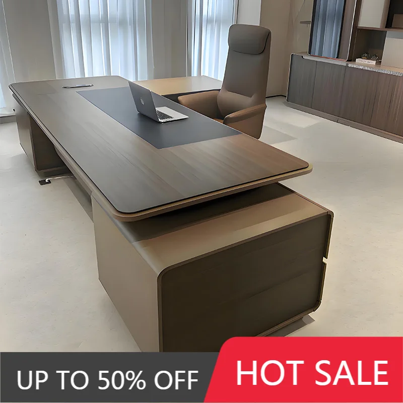 Brown Big Executive Office Desk Cheap Storage Modern Study Computer Desk Gaming Drawers Mesa Escriotorio Work Station Table