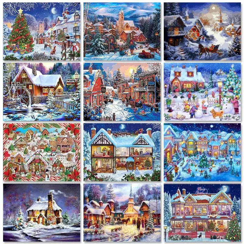 

GATYZTORY Snow House Scenery Painting By Numbers Kits For Kids Unique Christmas Gift Oil Paint By Numbers HandPainted Craft