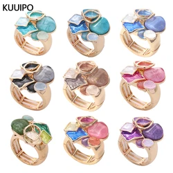 Fashion Multicolor Drip Oil Geometic Rings for Women Accessories Trendy Elastic Adjustable Gold Color Ring Party Jewelry Gift