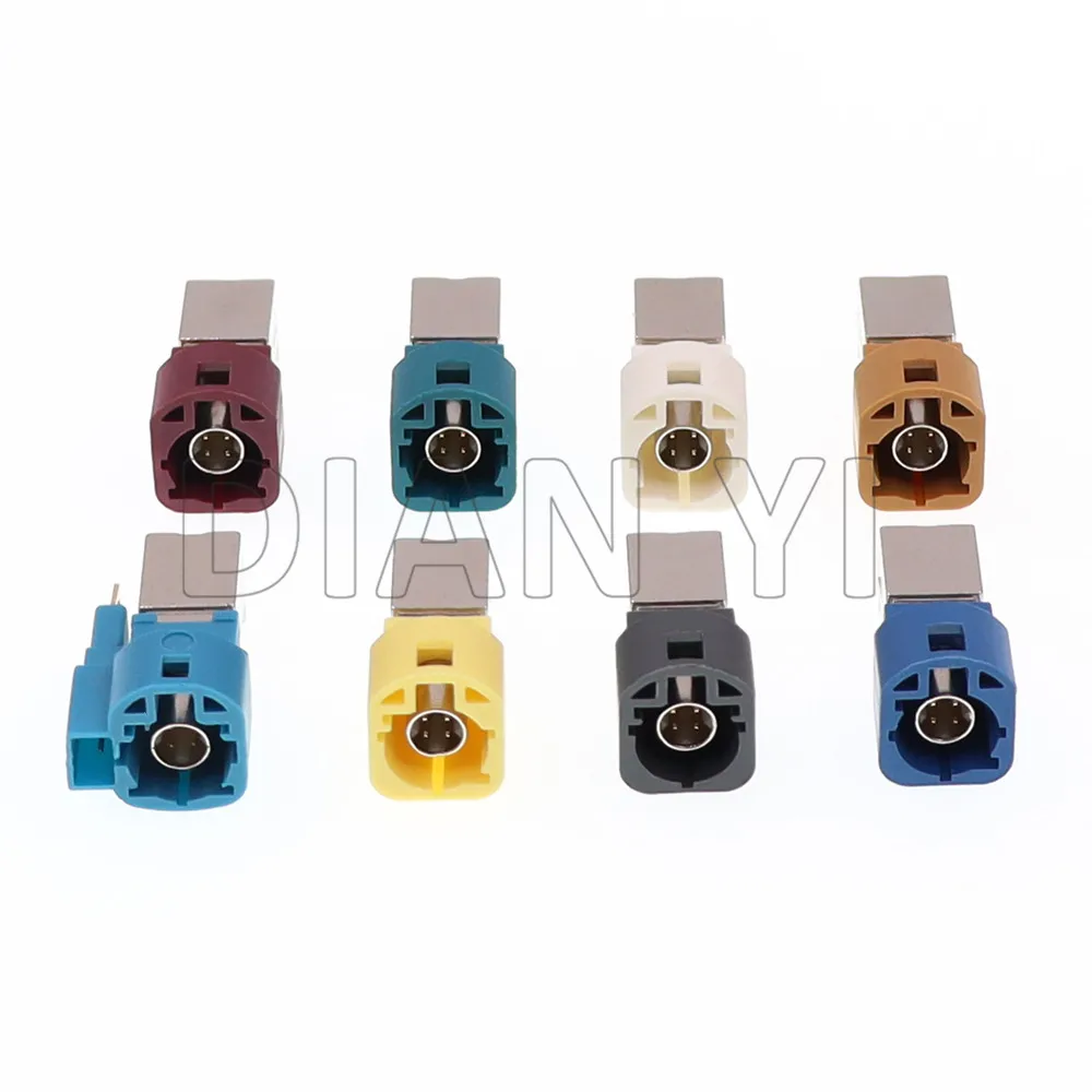 1 Set LVDS 4 Way PCB Socket Bent Pin Cat Male HSD Connector Universal AC Assembly Auto Fakra Plug