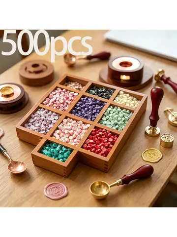 500 Pcs Wax Print Beads Wax Lacquer for Seals Wax Seal for Stamps Retro Sealing Gold Wedding Birthday Lacre for Card Making