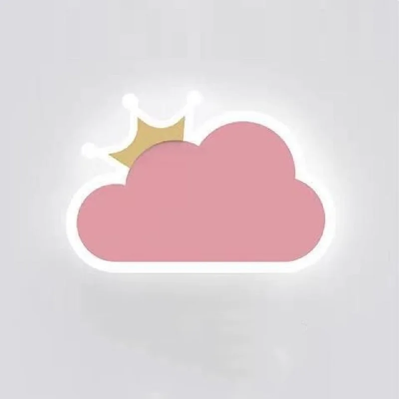 

LED Children's Room Wall Lamp Modern Cute Cartoon Rocket Crown Cloud Light For Boys Girls Bedroom Background Sconce Home Decora