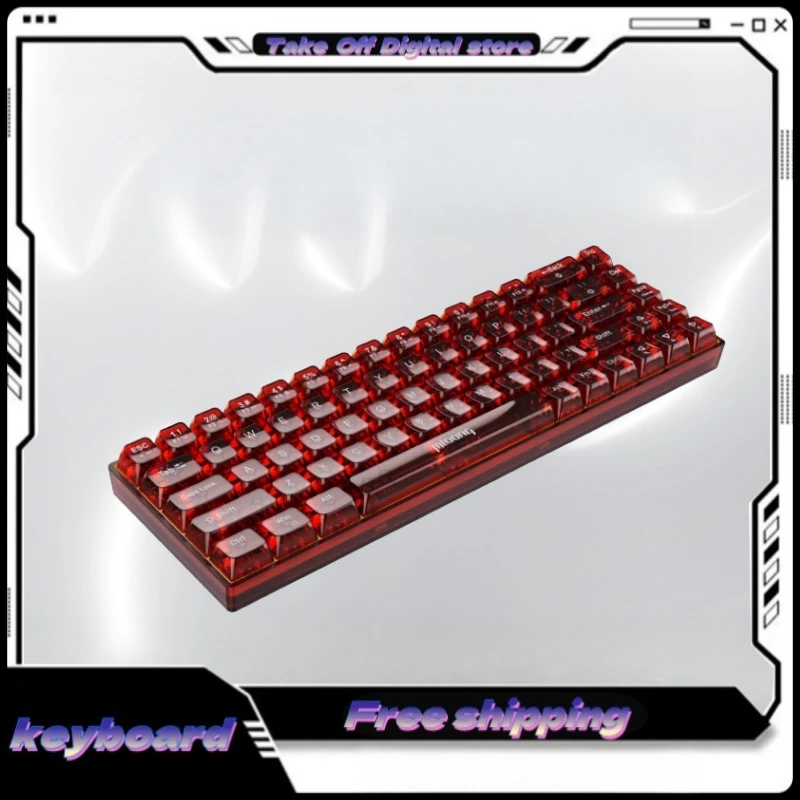 K680 Creative Mechanical Keyboard Wired Connection Red Agate Transparent Color 68 Keys Suitable Desktop Computer Laptop Computer