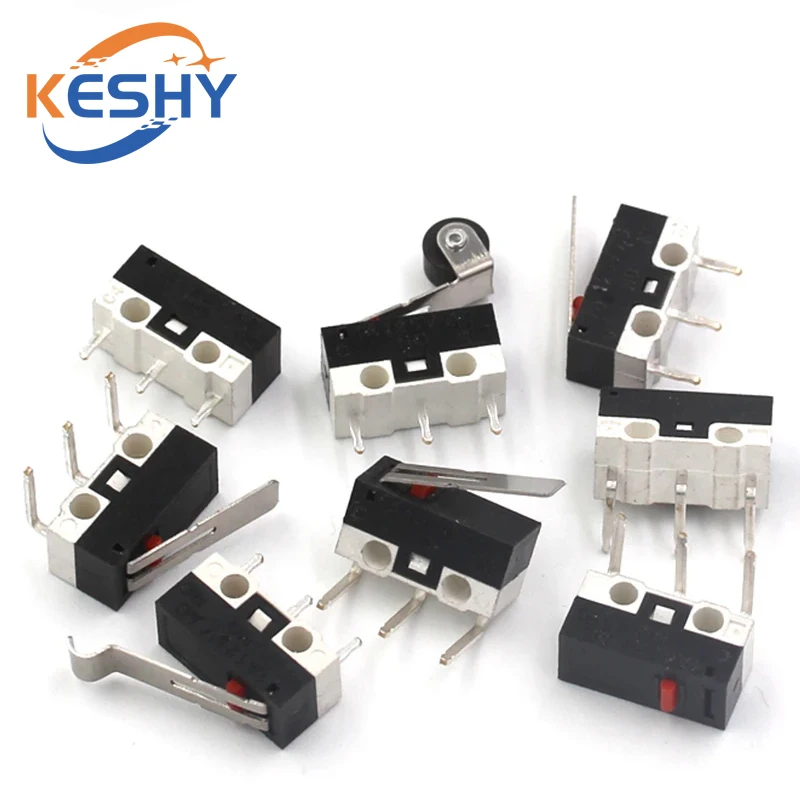 10PCS Micro Limit Switch Momentary Push Button Switch 1A 125V AC Mouse Switch 3Pins Long Handle Roller Lever Arm SPDT 12X6X6MM