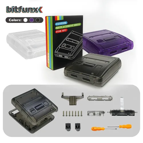 BitFunx-carcasa de repuesto SFC edición JP para Super Famicom, caja translúcida para cubierta SFC, accesorios para juegos