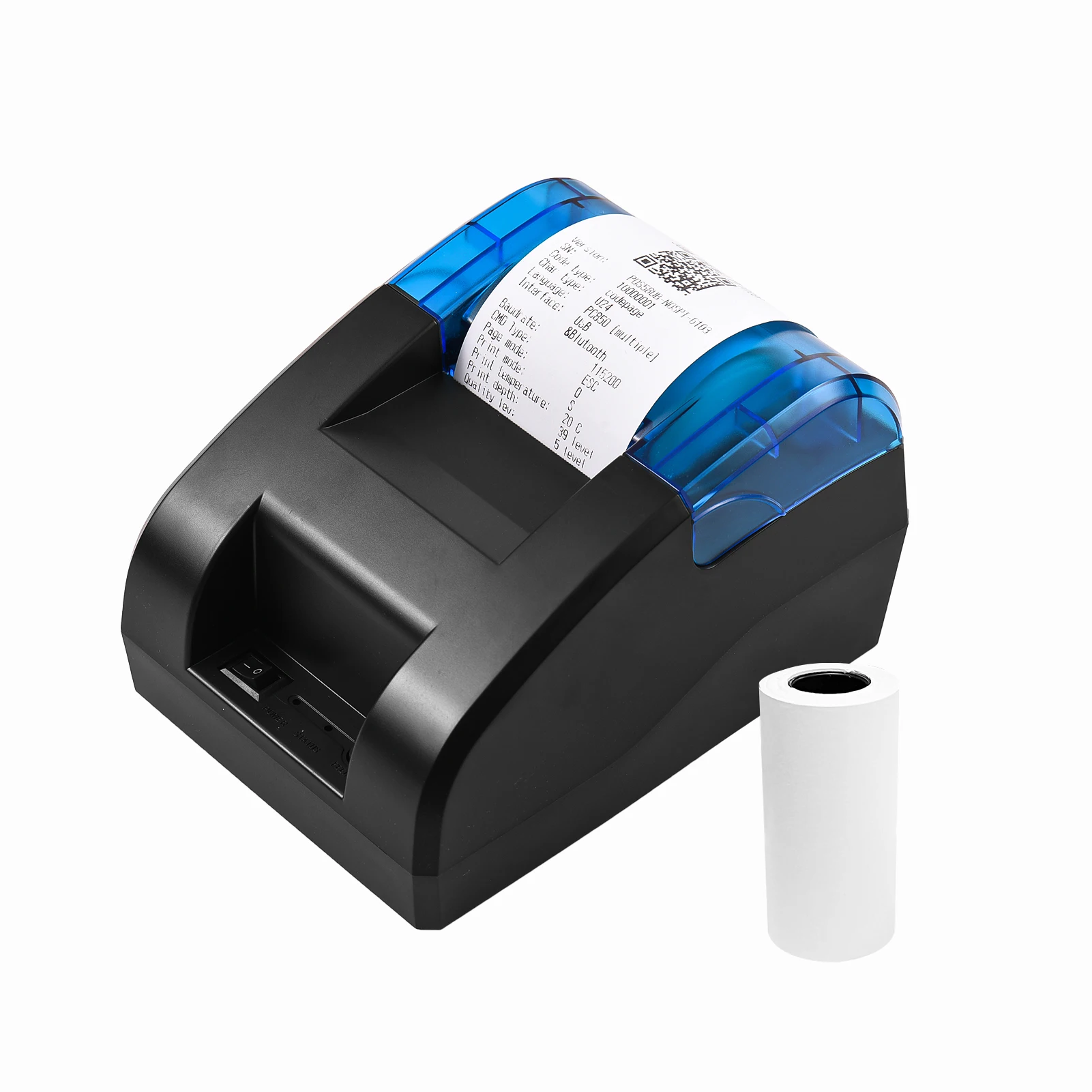 

58mm Thermal Receipt Printer Desktop USB BT Wireless Printer Barcode Logo Printing with 1 Roll Paper for Sales Retail Shop