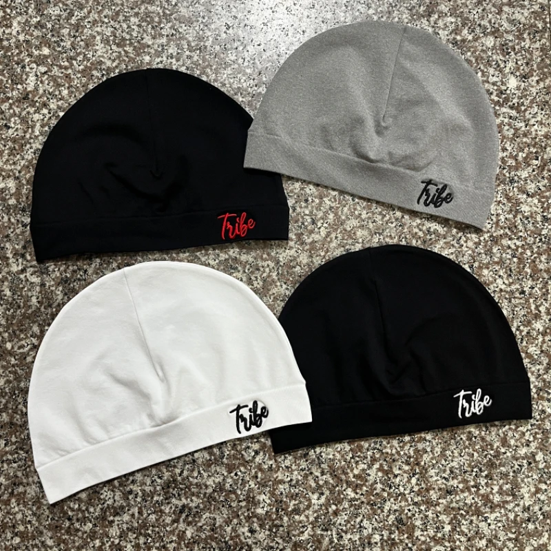 1pc Solid Color Street Style Nylon Skull Print Unisex Beanie Hat, Suitable For All Seasons, Sports & Casual Wear
