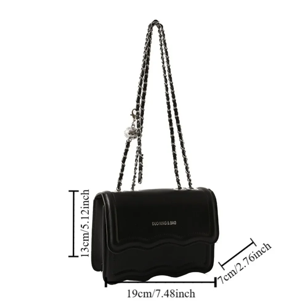 Trendy Pu Leather Chain Crossbody Bag Ball Luxury Classic Shoulder Bag Solid Color Handbag Small Messenger Bag Lady