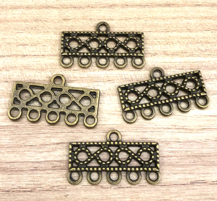 

20 шт. 24*14 мм металлический полый разъем из цинкового сплава с 5 отверстиями для ювелирных изделий ручной работы HW3301