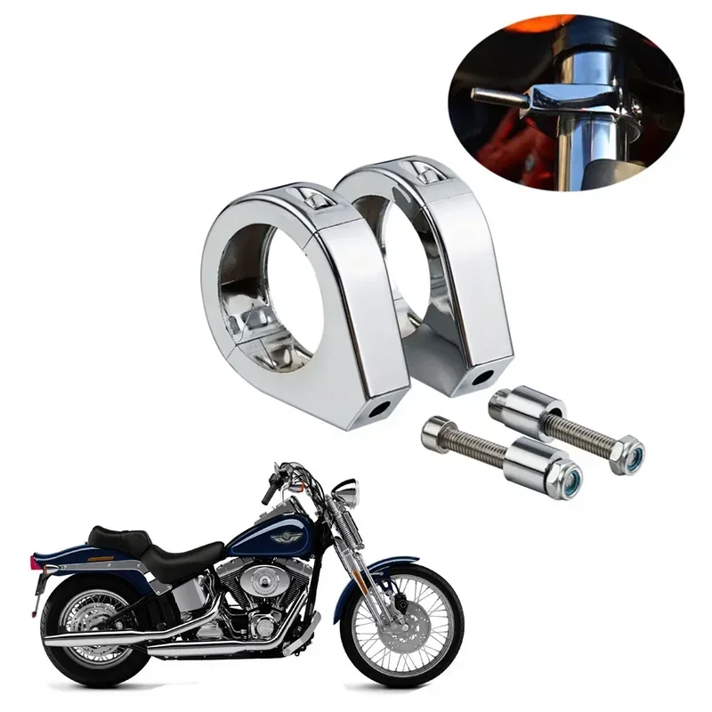 

Для Harley Softail Springer Fat Boy Moto Acsessories указатель поворота 41 мм вилочные зажимы монтажный кронштейн