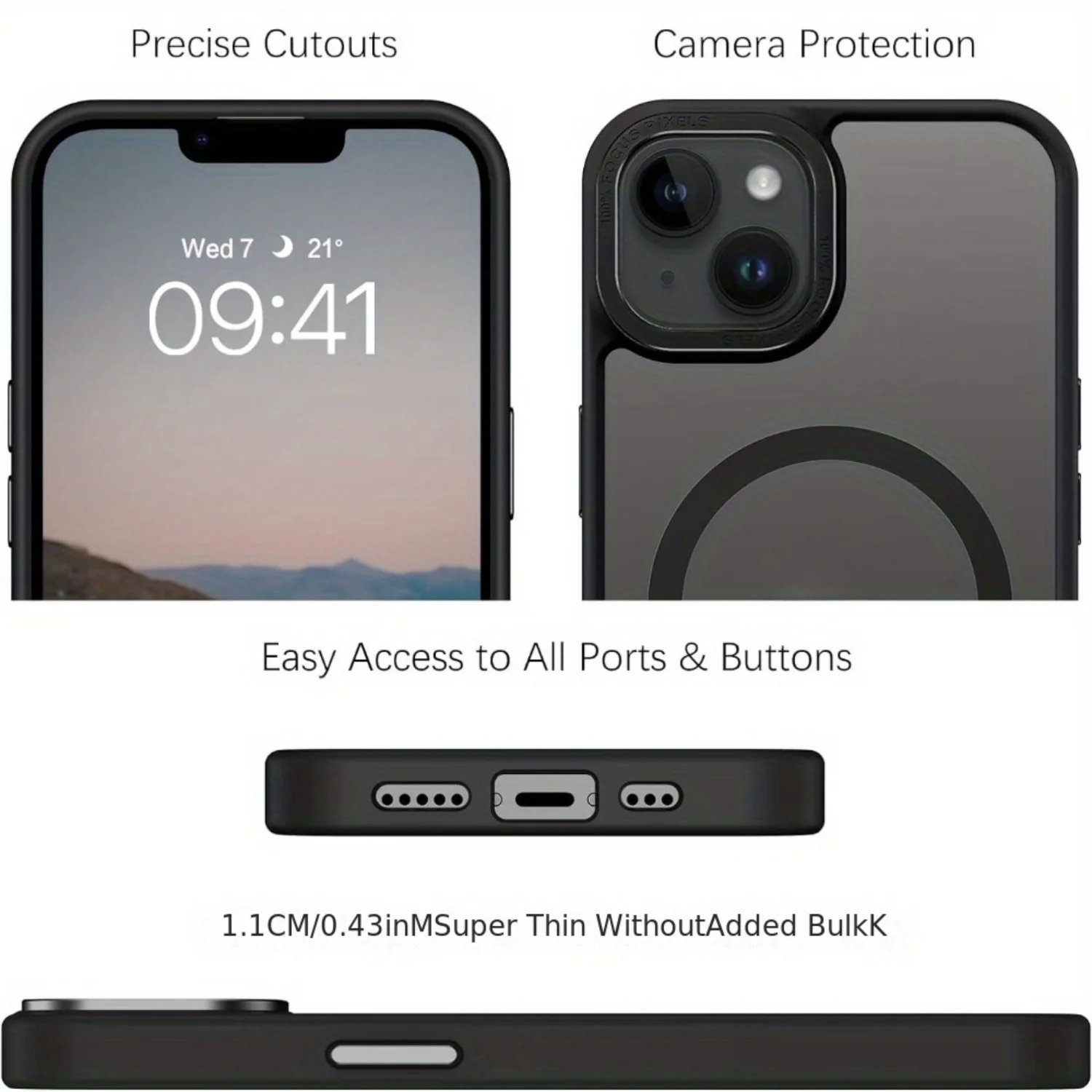 Compatible with  15 Plus Case, Translucent Matte Slim Shockproof  Phone case [Compatible with ] Women Men Girl Boy Protective Co image 3