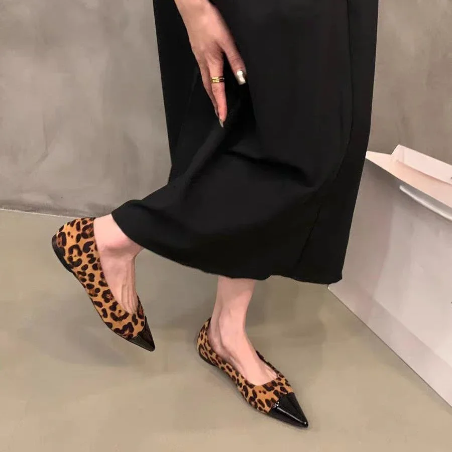 Woman Flats Evening Black Low Heel Elegant Shoes for Women Pointed Toe High Quality Fashion on Promotion Non Slip Vacation Young