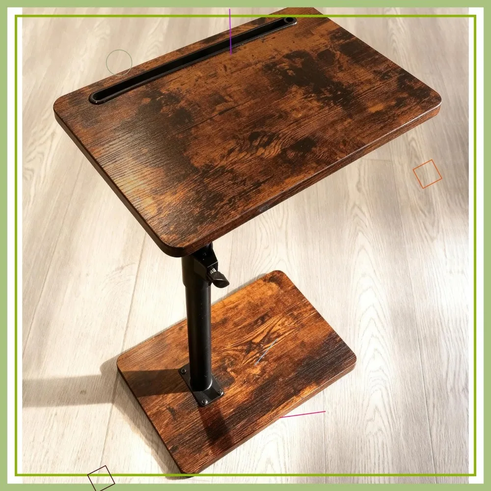 

Регулируемый поворотный поднос для дивана с гнездом для телефона для небольших помещений, стиль в деревенском стиле