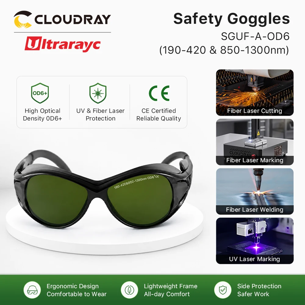 Ultrarayc 1064nm Laser Safety Goggles 190-420nm & 850-1300nm OD6+ CE Protective Goggles Style A For Fiber Laser