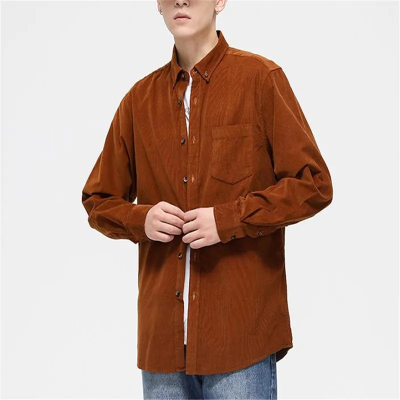 

Men's Clothing Spring Autumn Cotton Corduroy Shirts Wholesale Long Sleeved Retro Shirts Casual Fashion Shirt Man Top Clothing