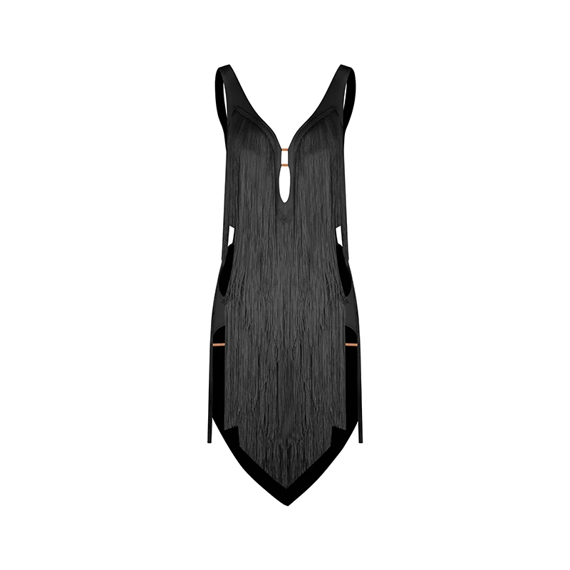 UK Latin Dance Dress-Backless Fringed Dress with Built-in Underwear & Elegant Practice Wear for Women Ballroom dance costumes