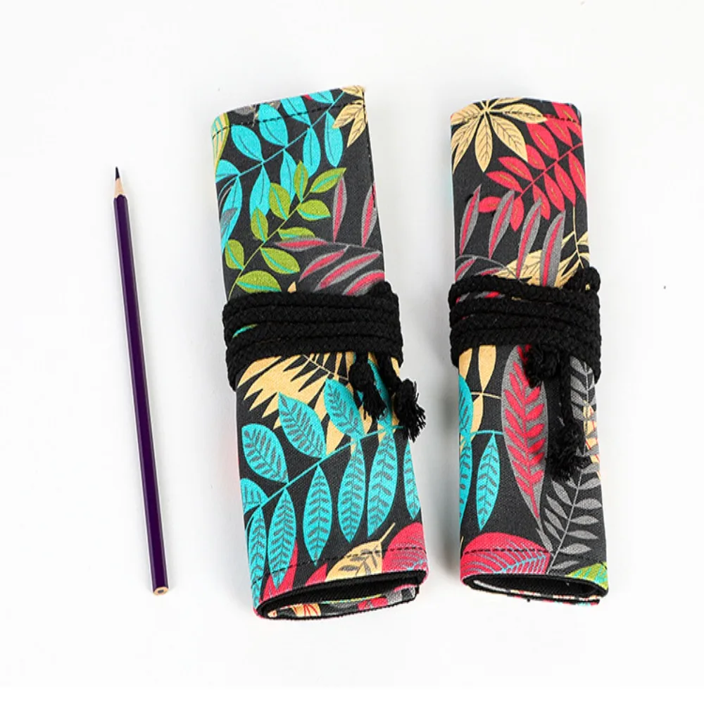 12/24/36/48/72 Hole Pencil Case Colorful Cloth Canvas Pencil Bag Stationery Organizer Storage Pouch Student School Supplies