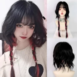 VICWIG Ombre Black Red Long Synthetic Wig Women Jellyfish Natural Cosplay Lolita Wigs with Bangs Hair for Daily Party