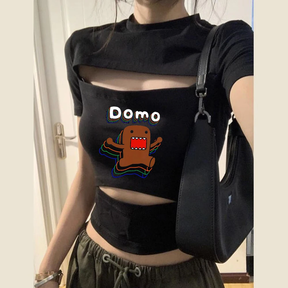 Domo Kun cropped top ladies graphic baddie japanese shirt cutecore meme vintage
