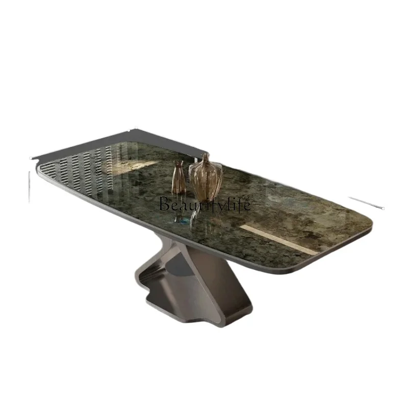 

Modern simple high-end rectangular villa household microcrystalline stone marble dining table
