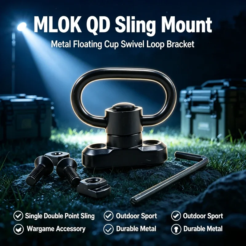 Wargame Outdoor Accessory MLOK QD Sling Mount Metal Floating Cup Swivel Loop Sling Bracket
