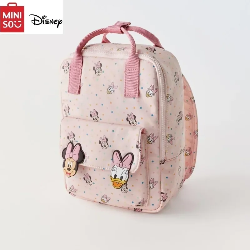 MINISO Disney 2024 New Minnie Mouse Cartoon Children\'s Backpack Mini Animation School Bag Cute Shoulder Bag for Boys and Girls