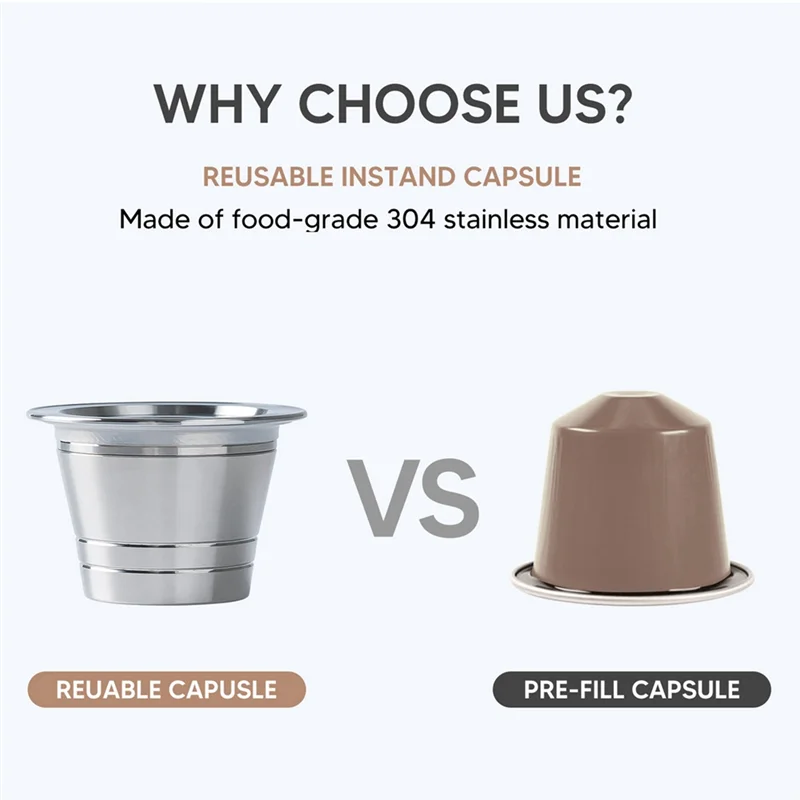 كبسولة قهوة قابلة لإعادة الاستخدام من الفولاذ المقاوم للصدأ ABKR، فلتر كوب كبسولة قهوة قابل لإعادة الاستخدام متوافق مع ملحقات قهوة Delta Q.
