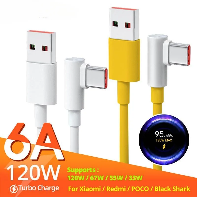 كابل USB أصلي من النوع C بقدرة 120 وات 67 وات شاحن توربو سريع Mi 15 14 13 12T Pro 12 11 Ultra Poco X6 X7 Redmi Note Black Shark 5