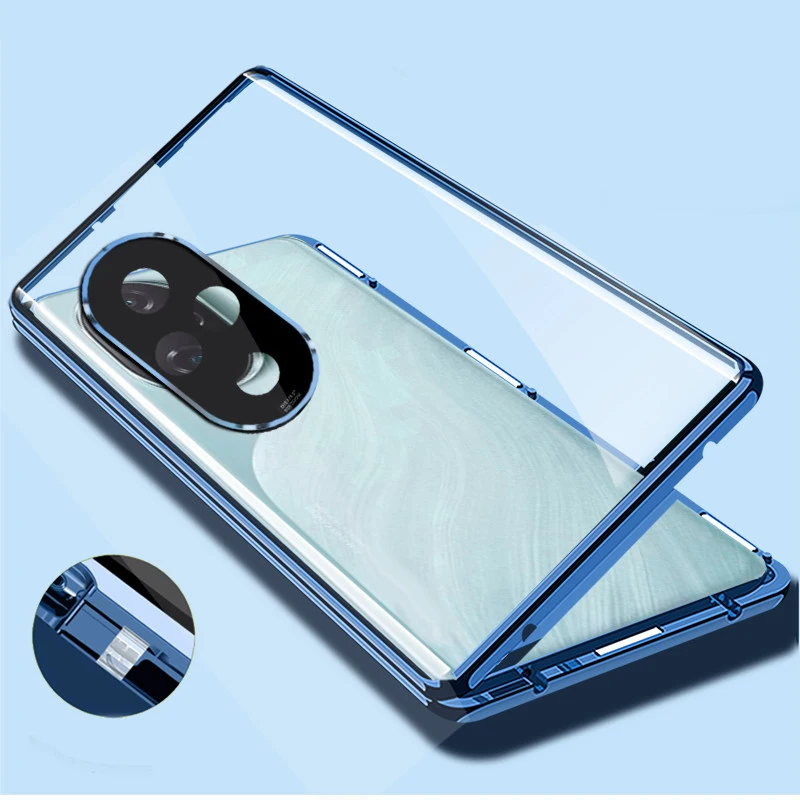 

Lens Protection Metal Magnetic Phone Case For Honor 600e 200 400 Smart 70 Pro Plus 90 600 Lite 50 Double Sided Glass Cover Cases