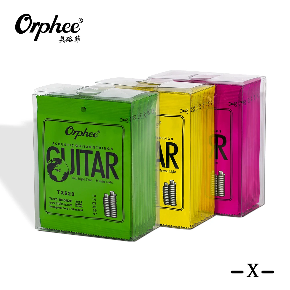 Orphee Acoustic Guitar Strings TX Medium Carbon Steel Hexagonal Core Rust Prevention Treatment Guitarra Strings Accessory