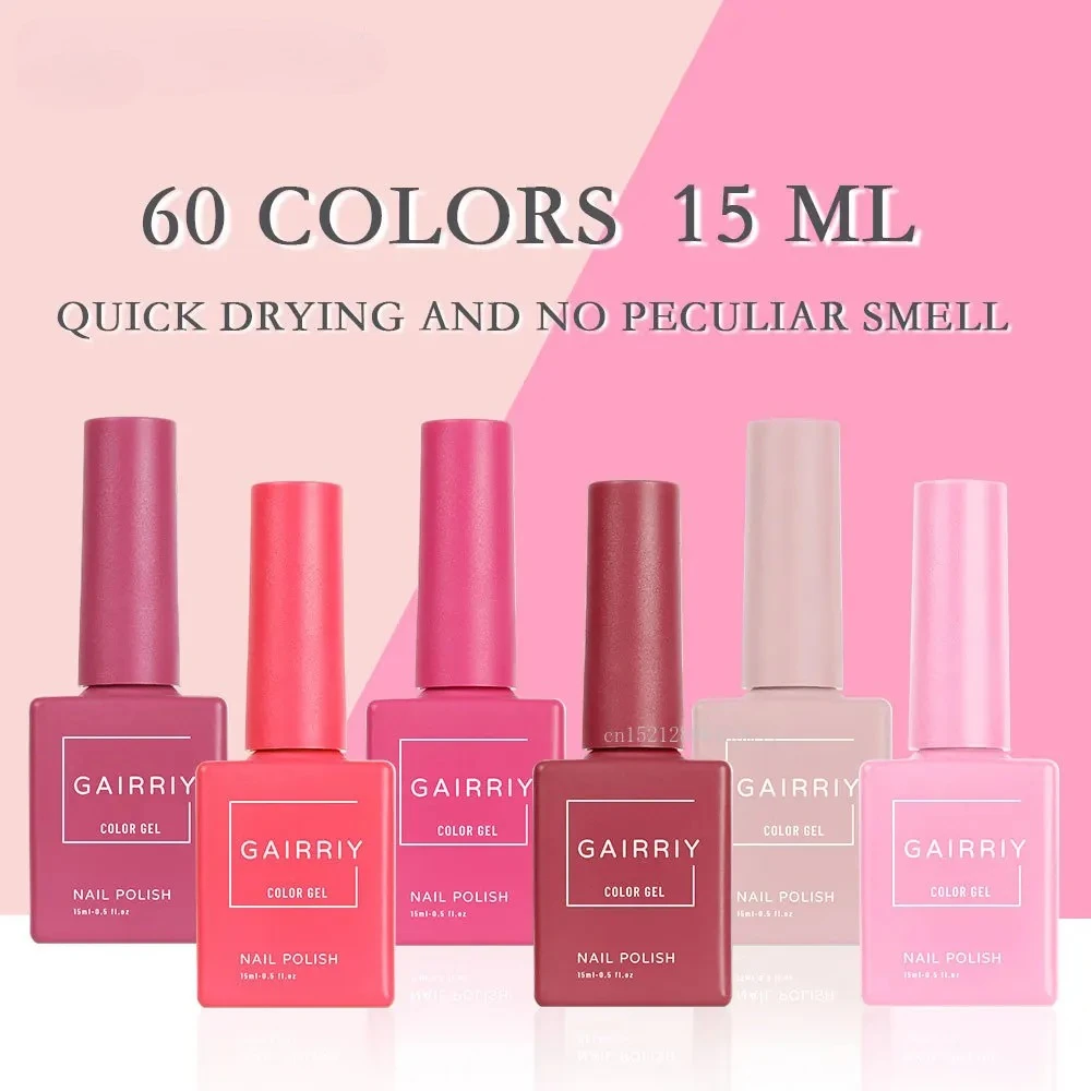 Gairriy 15 ml LED Semi-Permanente Vernis Nail Art Salon Polish Gel Nagellak 60 Kleuren Glitter Nagellak gel