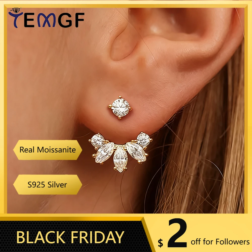 

Сертифицированные TEMGF GRA серьги-капли из муассанита для женщин, съемные наушники, вечерние ювелирные изделия, подарки, серьги-гвоздики из чистого серебра 925 пробы