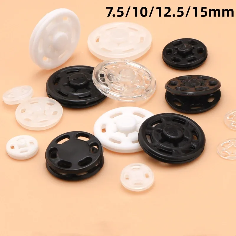 15Sets Plastic Sew-on Snap Buttons Invisible Snap Fasteners Buttons Round Clear Press Button for Sewing Clothing DIY Craft