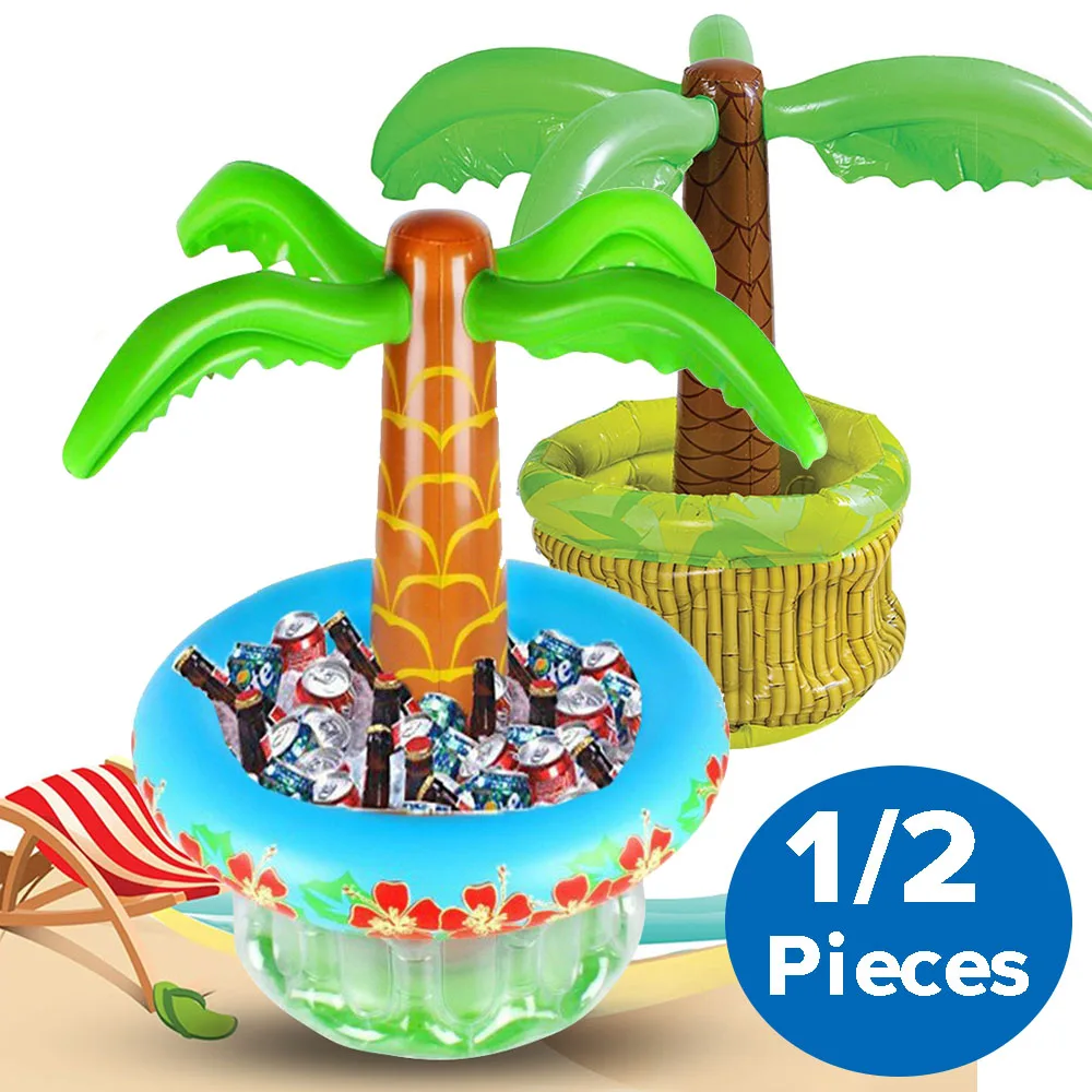 1/2PCS Inflatable Coconut Tree Cooler Cooler for Pool Party Serving Bar Ice Tray Drink Holder Outdoor BBQ Picnic Hawaiian Party