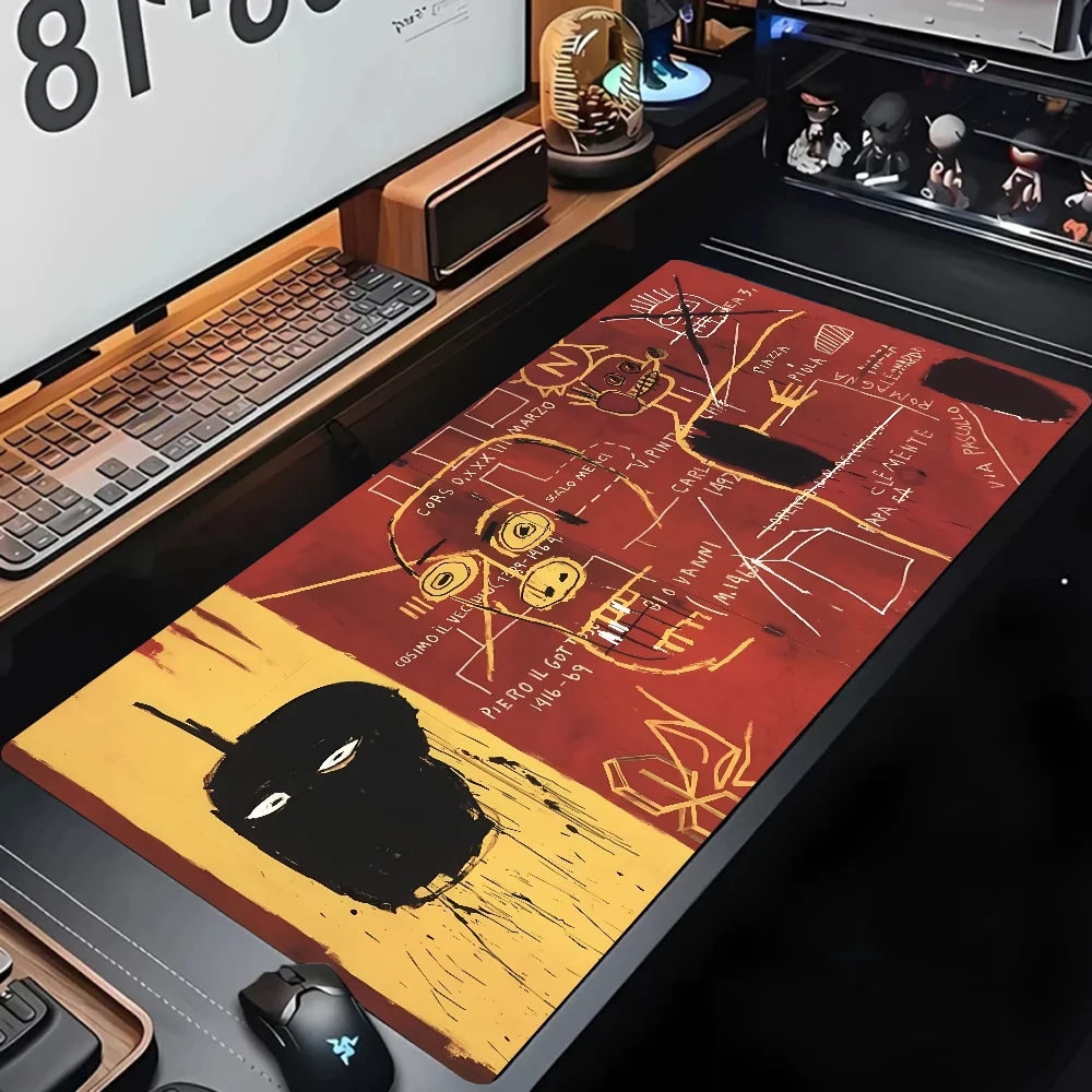 1pc J-Jean-Michel B-Basquiat Art Mouse Mat Desk Mat With Pad Gaming Accessories Prime Gaming XXL Keyboard Pad Padding Mat