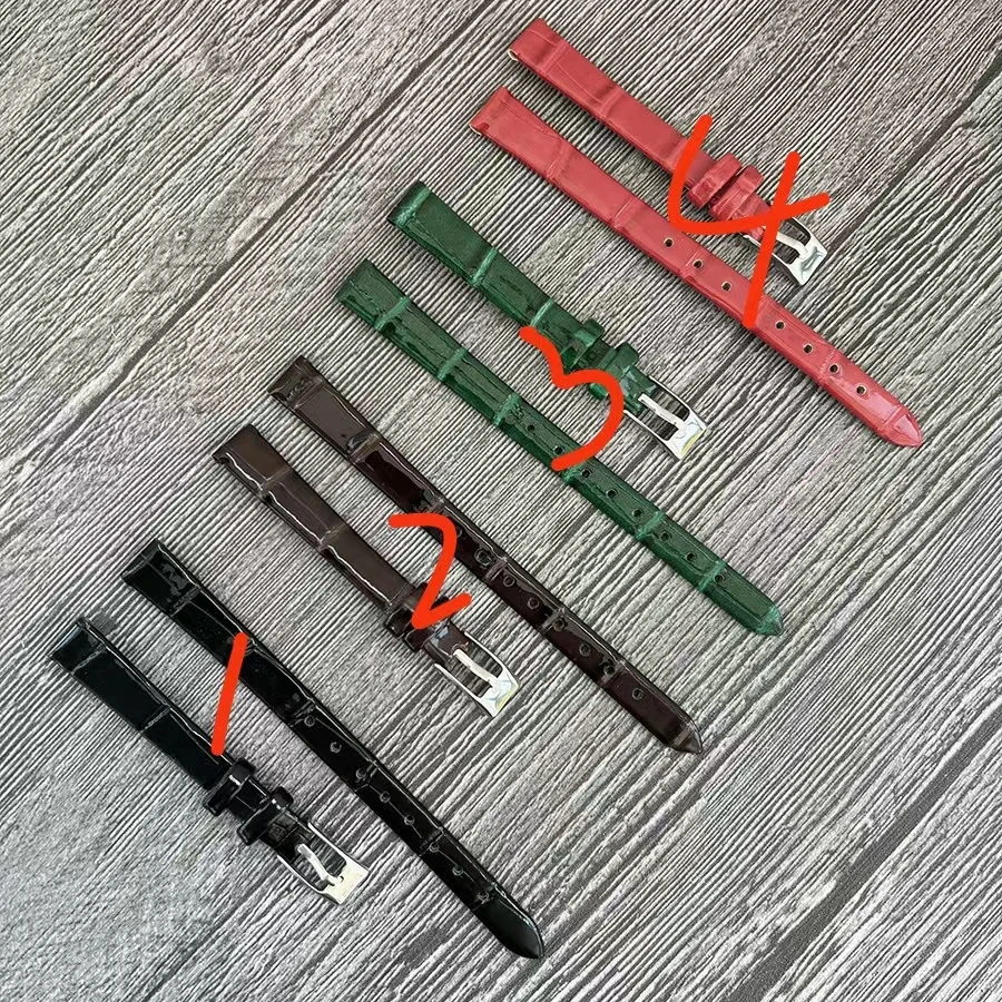 Watch accessories, belt slub pattern, leather watch strap women, red watch chain, 10mm small green watch strap