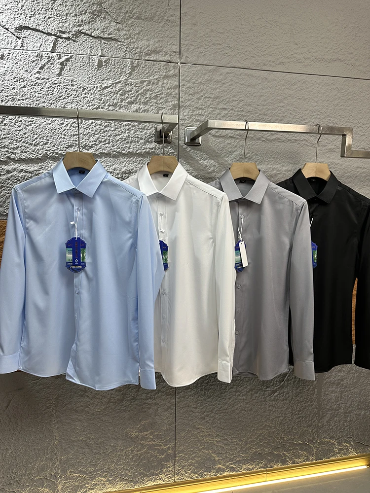 

Ткань Cus!!! Мужская повседневная рубашка Busin: эластичная, не требующая глажки, универсальная, осенне-зимняя, из полиэстера, бамбука и вискозы...