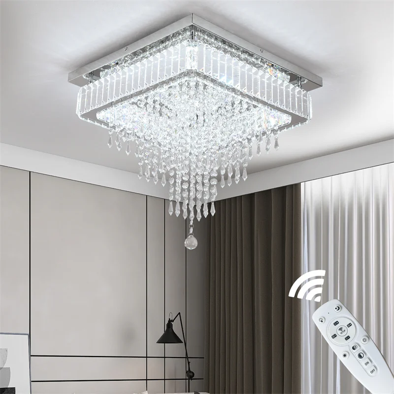 

Crystal Led Chandelier Modern Pendant Light Ceiling Lamp Flush Mount Stainless Steel Fixture Living Dining Room Bedroom Lustre