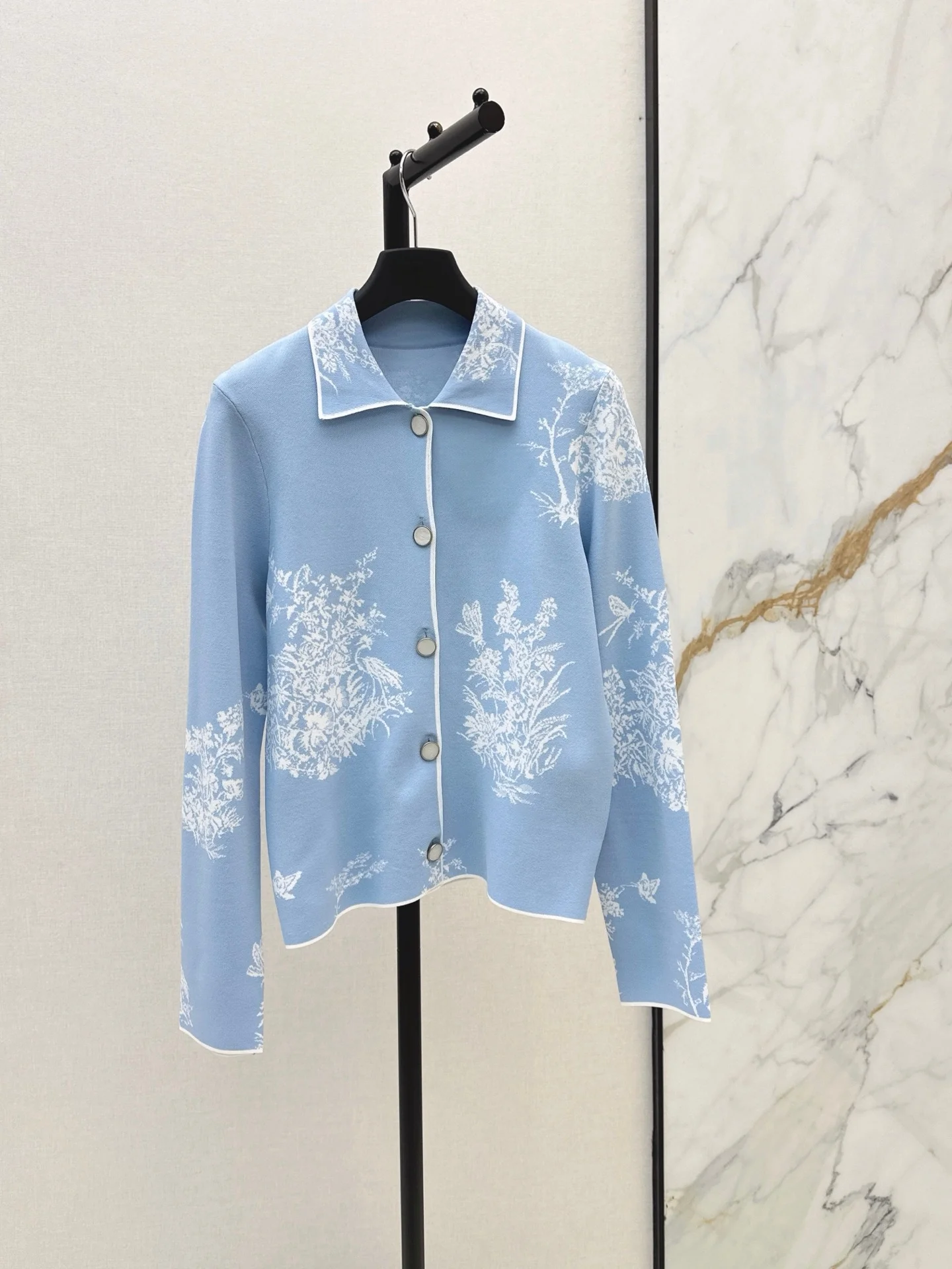 Womens Knitted Flower Top Long Sleeve Casual