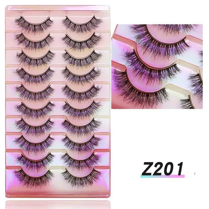 AMSDCN 6D Mink False Eyelashes 10pairs Eyelashes  Faux Mink Fluffy Lash Soft Full Thick Wispy Makeup Eyelashes Extension