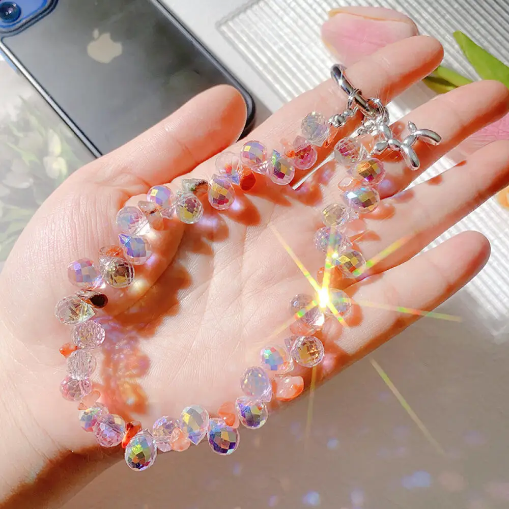 Fashionable and Shiny Crystal Bead Mobile Phone Lanyard Pendant Keychain Phone Bag Accessories