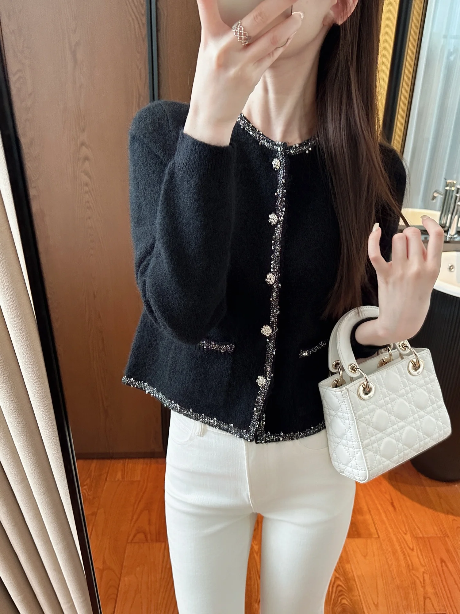 

Ele Bla Knitted Knitwear round Ne mat Sle Initial Autumn YOU SEE Small Fraance Outerwear Commute Sle Loo...