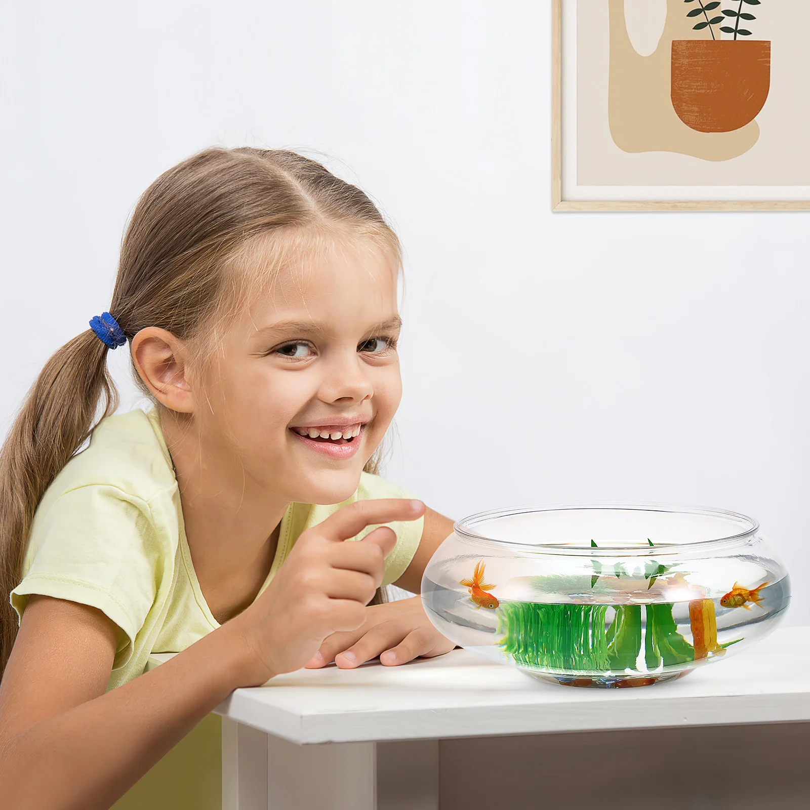 

Transparent Aquarium Tank Desktop Plastic Betta Tank 2800ml Small Fish Bowl Decorative Aquarium for Home Garden