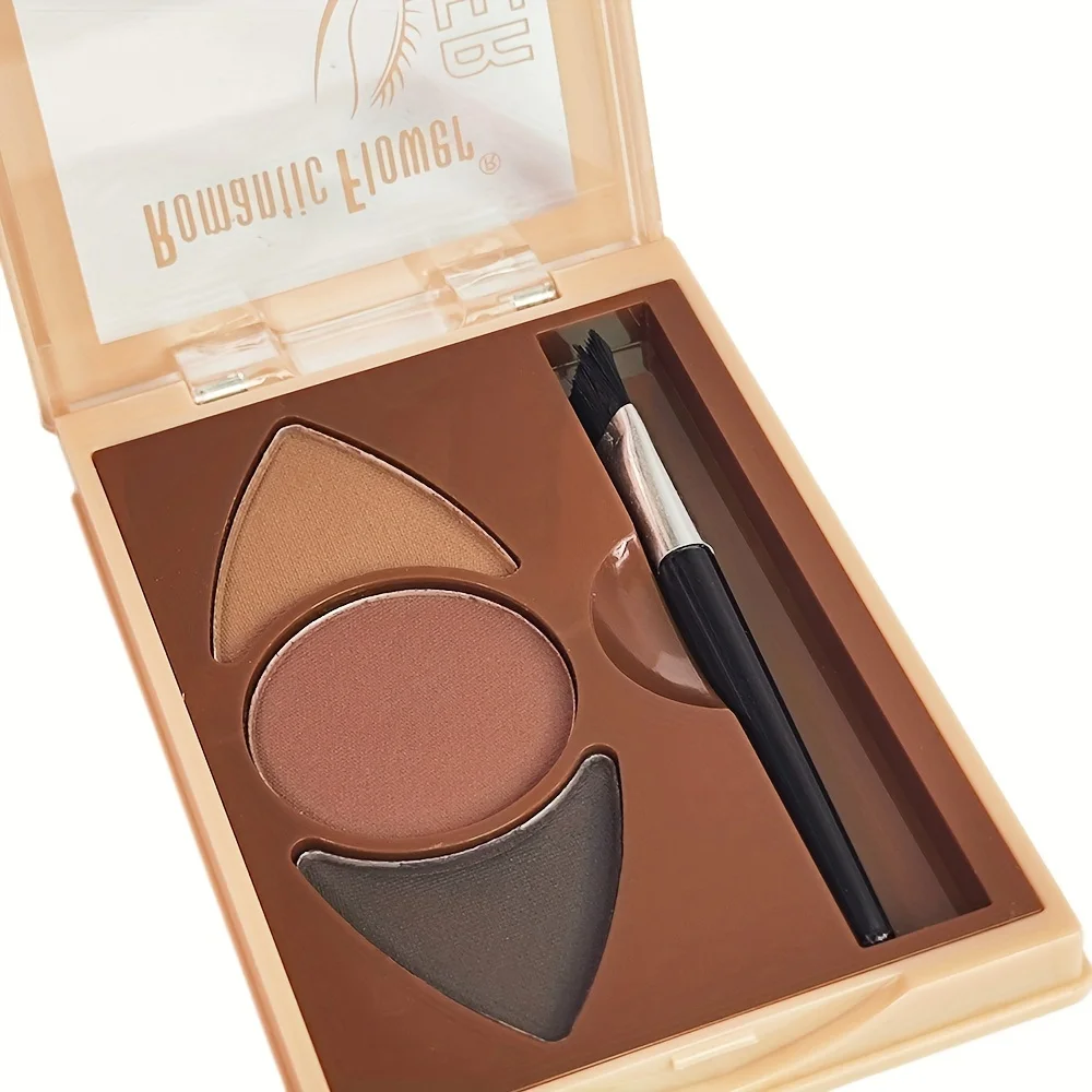 Multifunktionales 3-Farben-Augenbrauenpuder-Set mit Pinsel – langlebiges, wischfestes, natürliches 3D-Brauen-Kontur-Make-up-Set