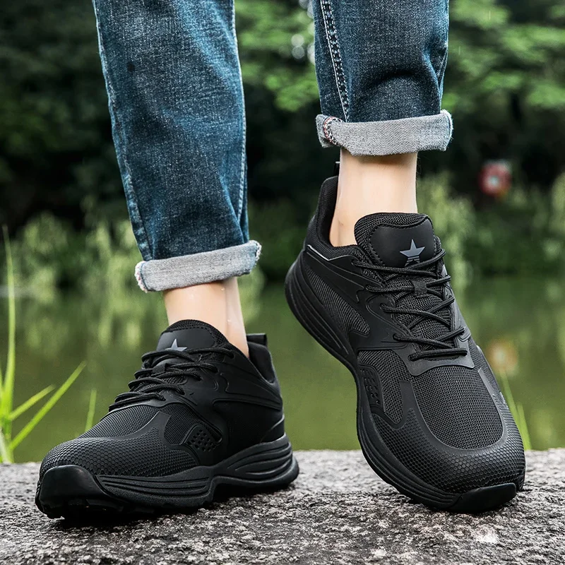 Sneakersy-zapatillas de deporte para hombre, calzado deportivo informal, color negro, para viaje, Fitness, caminar, gimnasio, trotar al aire libre