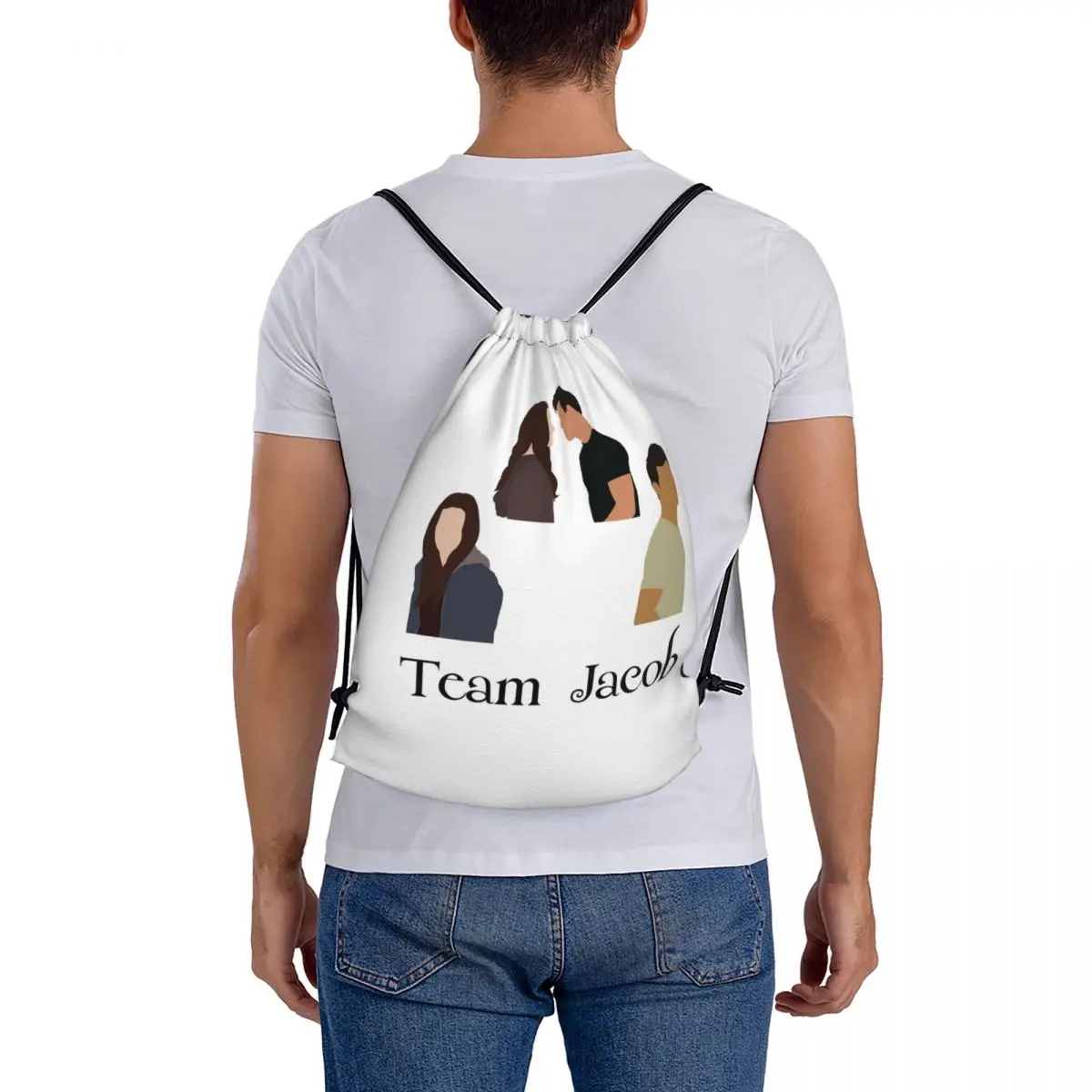 Team Jacob Stickers Pack Twilight Backpacks Multi-function Drawstring Bundle Pocket Storage Bag Book Bags for Travel School