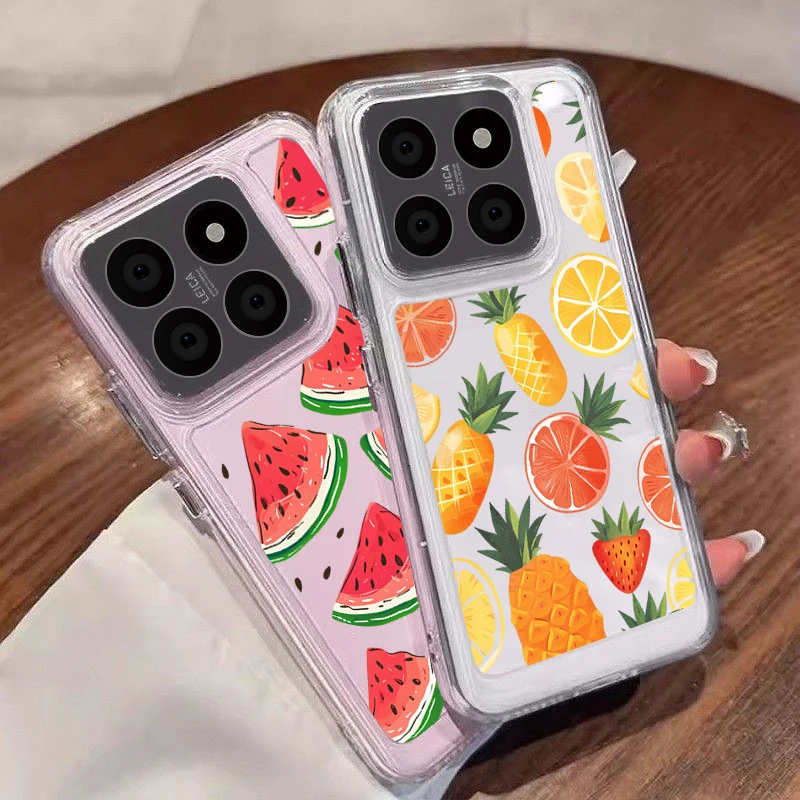 Clear Summer Fruit Case For Xiaomi 11T 13T Poco X6 X5 Pro Funda Redmi Note 13 12 11 10 14 Pro 4G 5G Cherry Watermelon